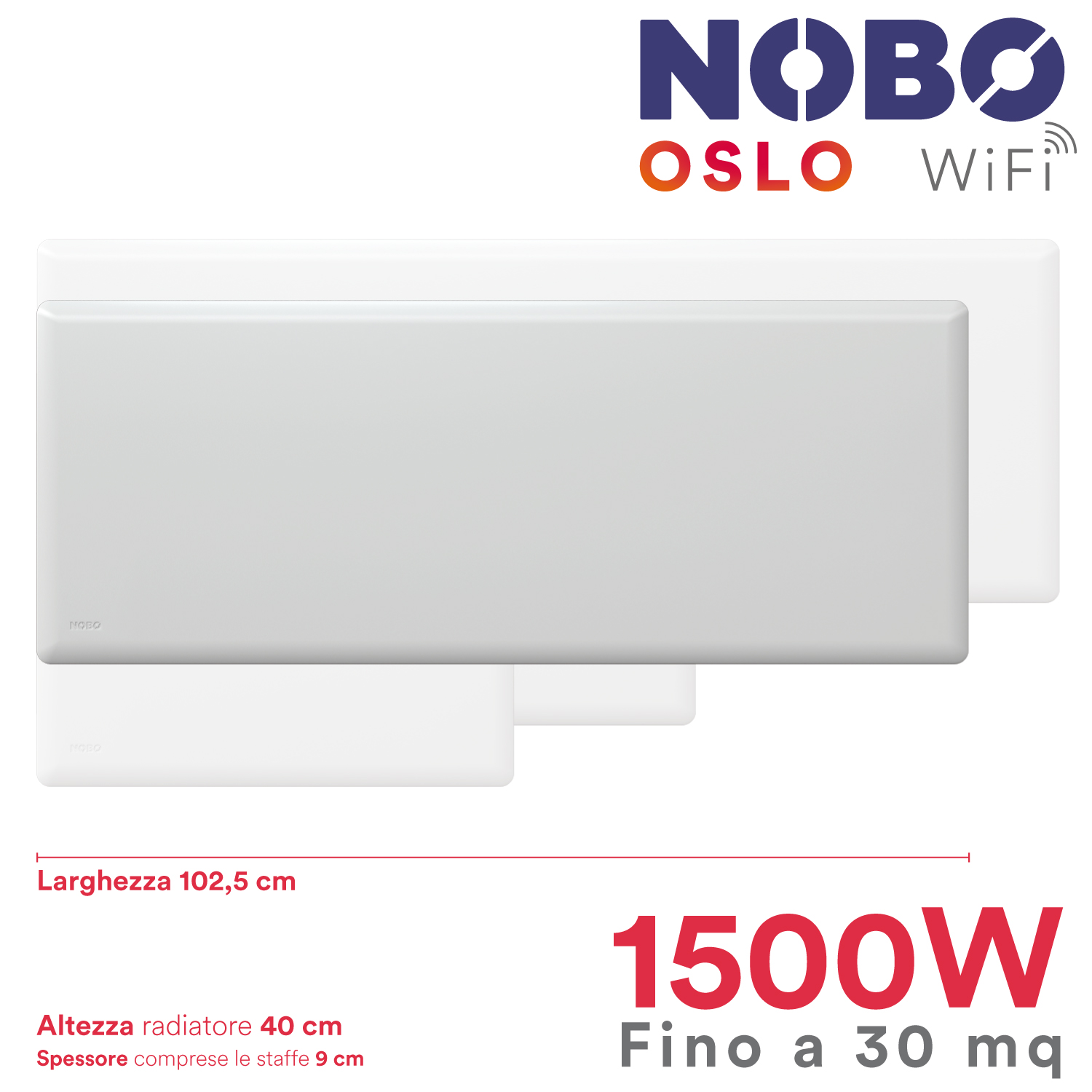 Radiador eléctrico noruego NOBO OSLO WiFi | 1500W | hasta 30 m² - Imagen 3